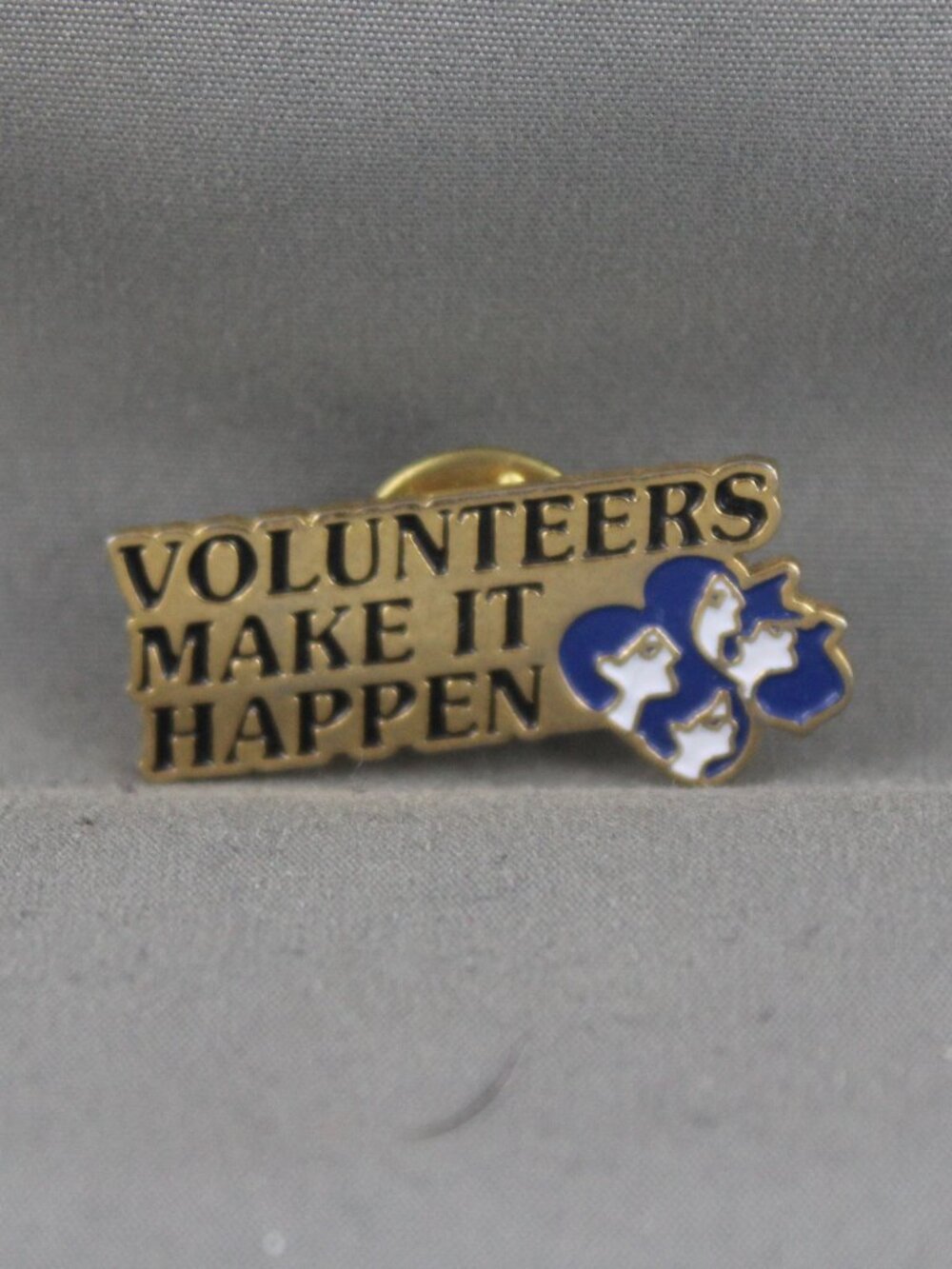 1980s Block Watch Pin - Volunteers Make it Happen - Stamped Pin